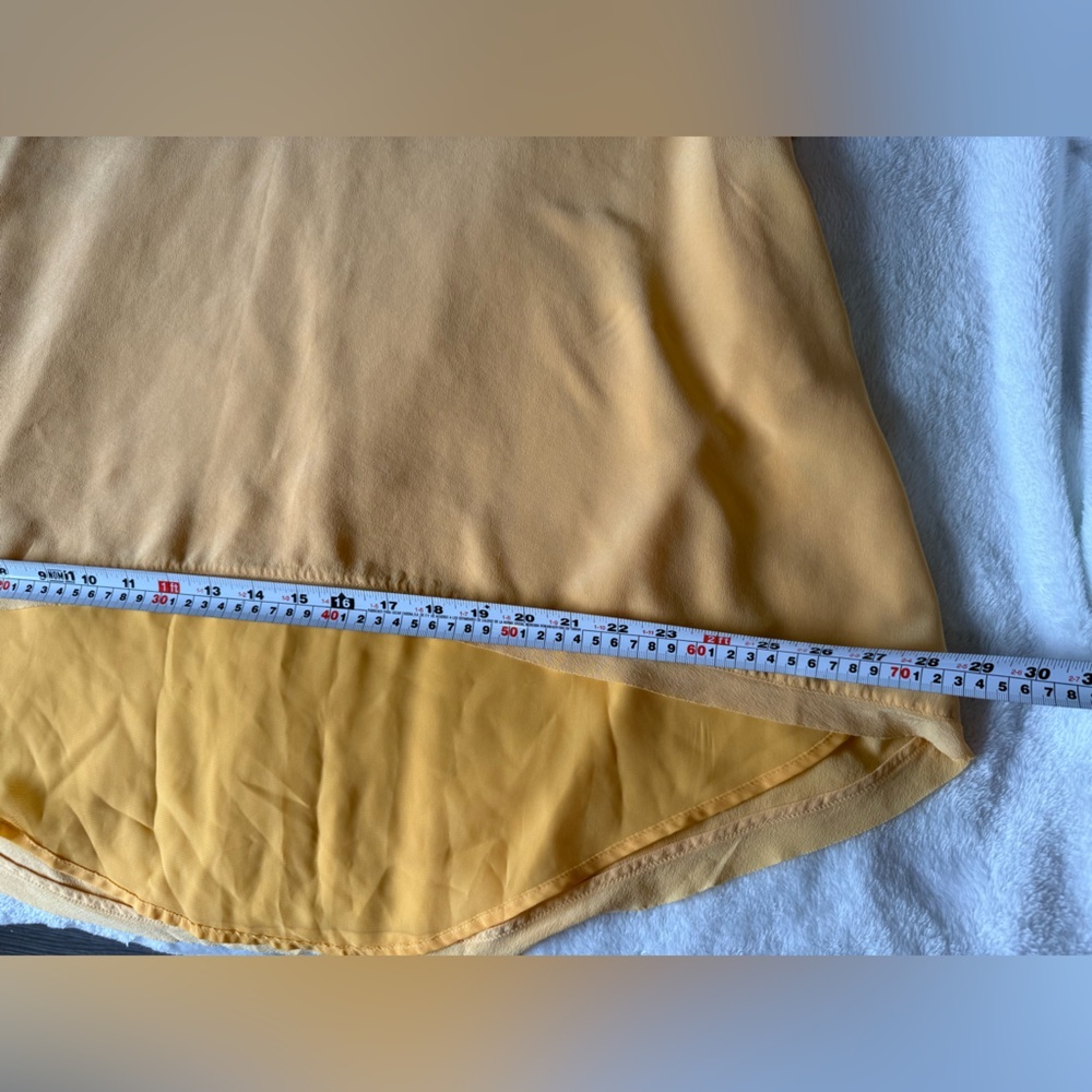 100% Silk High-Low Racerback Dress Yellow Size 6 Spring 2014 Flowing Layered - Picture 11 of 11
